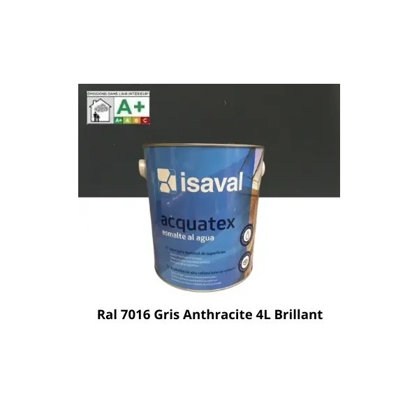 Peinture de Renovation Multi-supports Acquatex de ISAVAL Gris Anthracite Brillant 4L