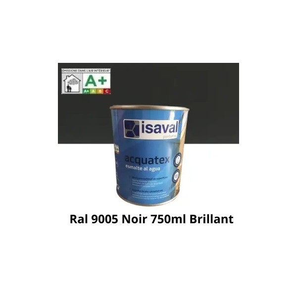 Peinture de Renovation Multi-supports Acquatex de ISAVAL Noir Brillant 750ml