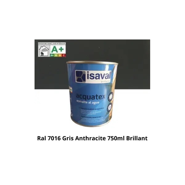 Peinture de Renovation Multi-supports Acquatex de ISAVAL Gris Anthracite Brillant 750ml