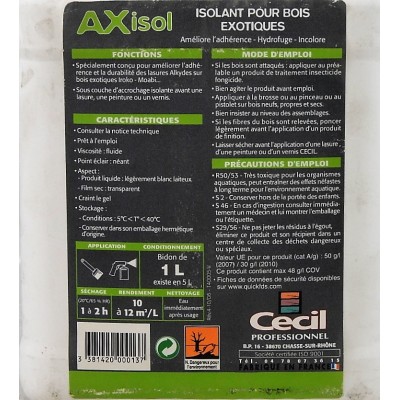 AX isol isolant pour Bois Exotiques Cecil 1 Litre 3381420000137 Cecil 5,00 € 5,00 € AX isol isolant pour Bois Exotiques Cecil 1 Litre 3381420000137 Cecil 5,00 € 5,00 €
