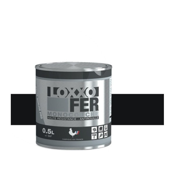 Peinture fer monocouche Antirouille Loxxo 0,5L Noir brillant