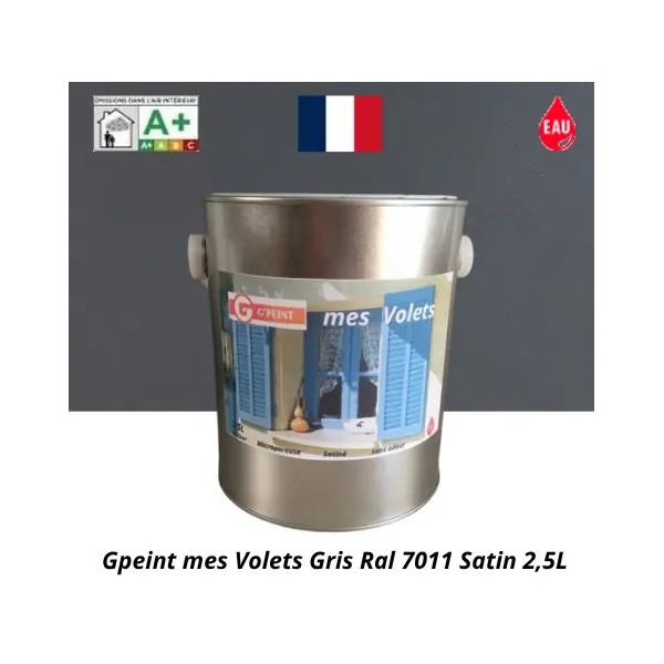 Peinture bois extérieur microporeuse 2,5L Gris Satin Ral 7011 Gpeint