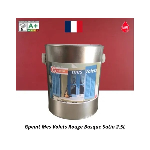 Peinture bois extérieur microporeuse 2,5L Rouge Basque Gpeint