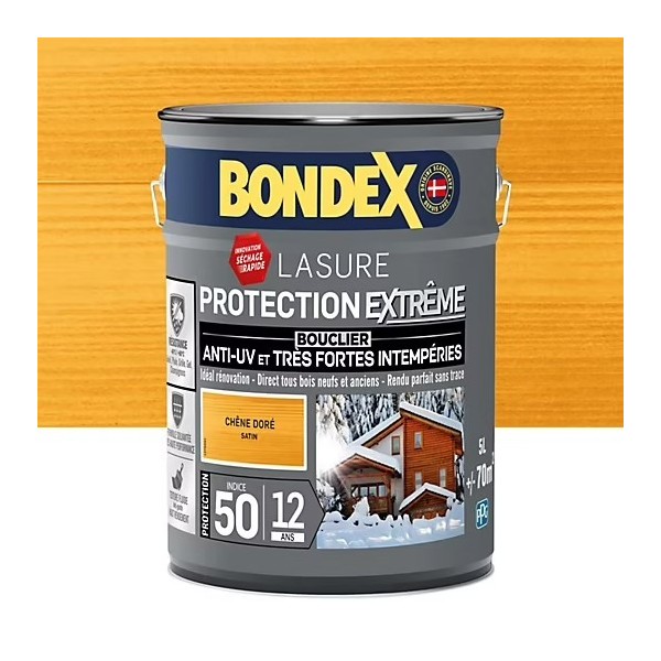 Lasure protection extrême indice 50 / 12 ANS BONDEX CHENE DORE SATIN 5L