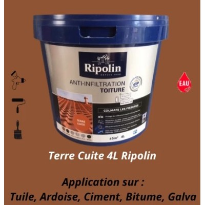 Revêtement Anti-Infiltration Toiture 4L Terre Cuite Ripolin 3174269070375 Ripolin 86,90 € 43,45 € Revêtement Anti-Infiltration Toiture 4L Terre Cuite Ripolin 3174269070375 Ripolin 86,90 € 43,45 €