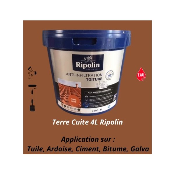 Revêtement Anti-Infiltration Toiture 4L Terre Cuite Ripolin